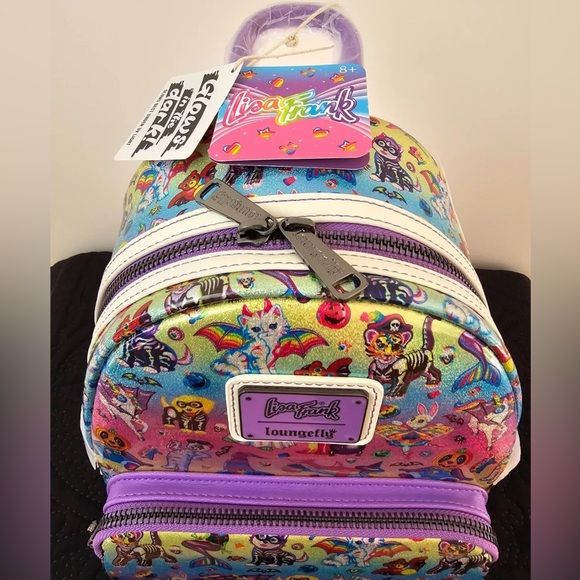 LAST SALE! Lisa Frank X Loungefly Halloween Holo Backpack! Glitter&Glows In Dark - Picture 4 of 16